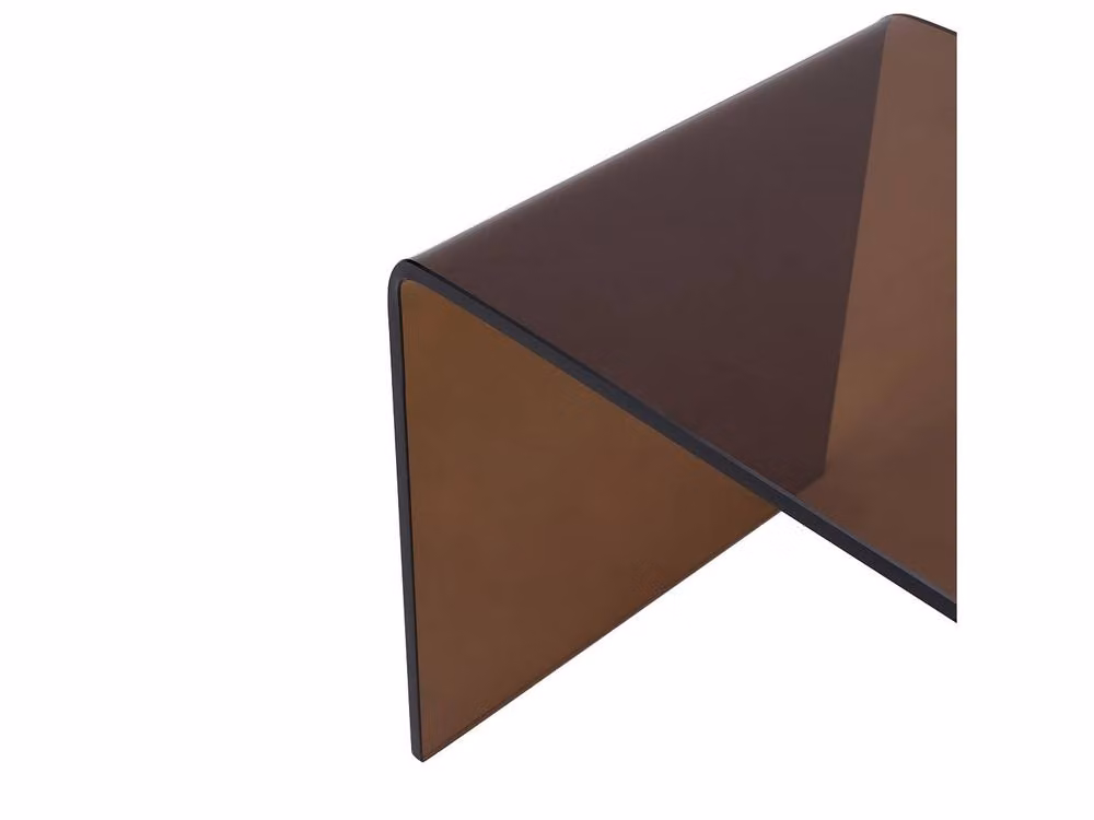 Vente-unique SUZANA Bedside Table in Brown Transparent Curved Tempered Glass, W/D/H: 40 x 40 x 60 cm – 5