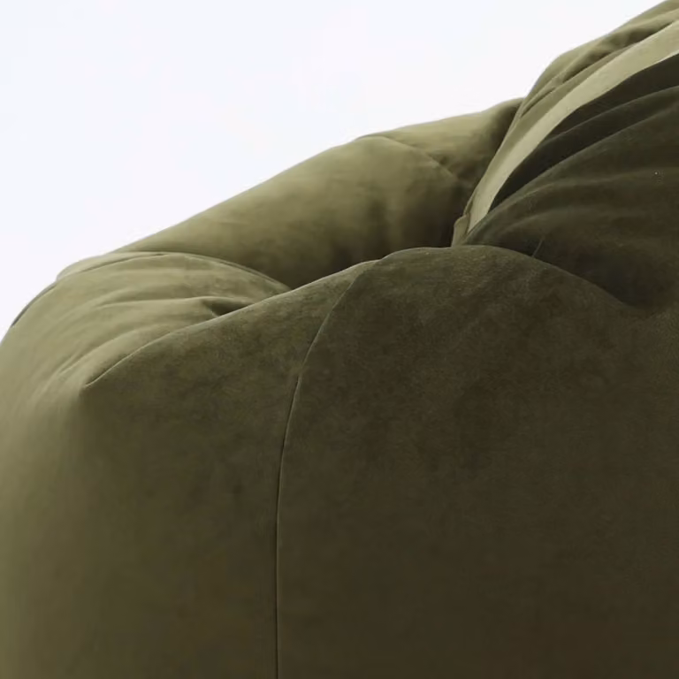 icon Kingston Classic Velvet Bean Bag Chair in Ochre Yellow and Olive Green