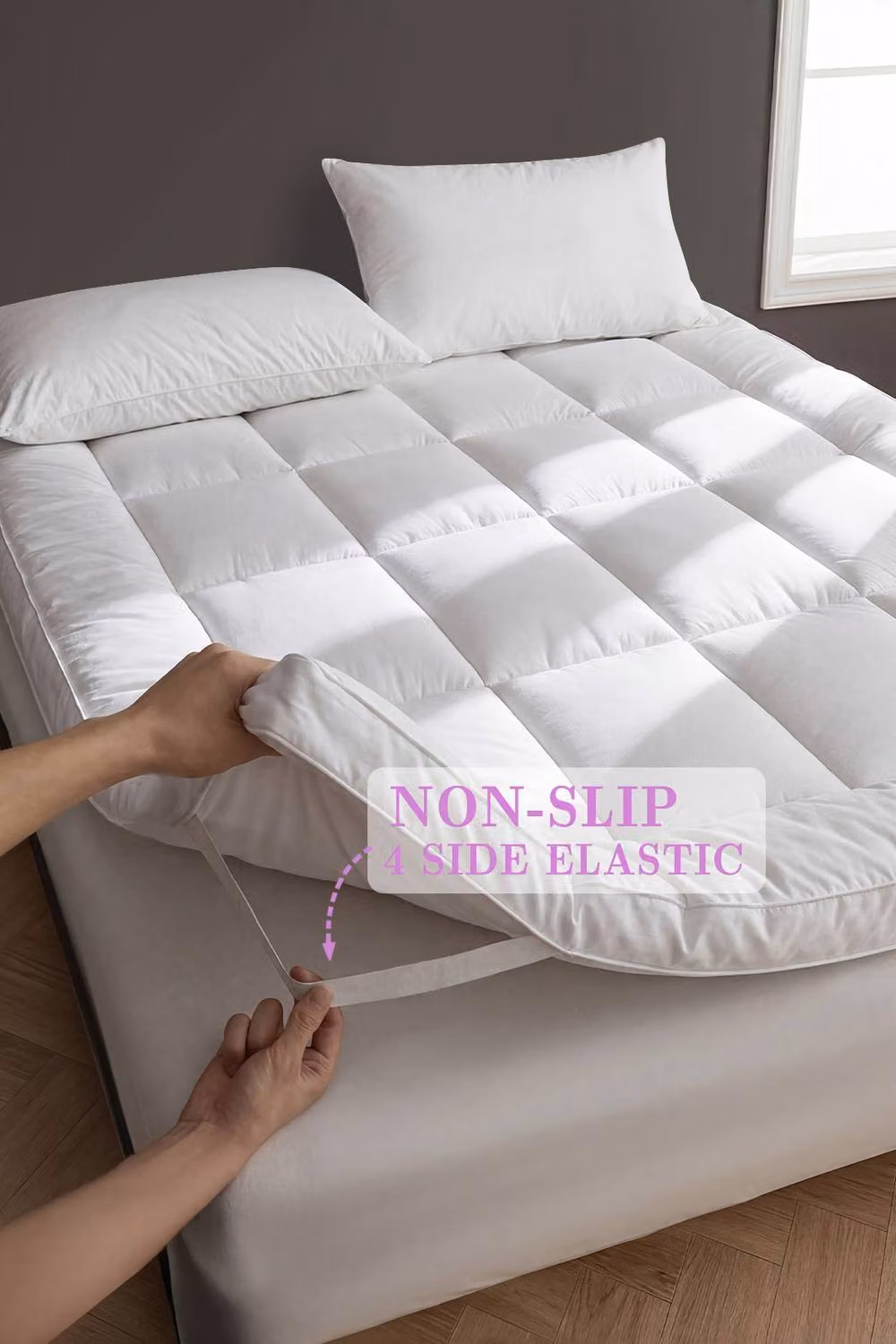 Garden Sanctuary Soft Quilted Mattress Topper in White, W/D/H: 200 x 140 cm – 2