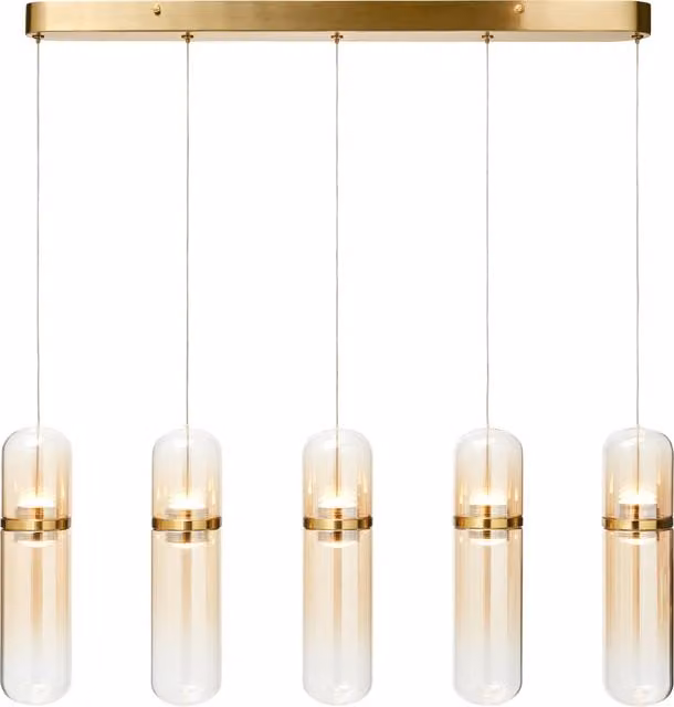 Litecraft Visconte Bjorn LED 5 Light Glass Bar Pendant in Satin Brass