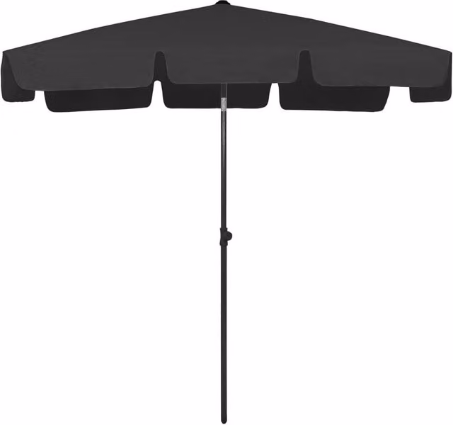 Berkfield Home Black Polyester Beach Umbrella W: 200 cm, D: 125 cm