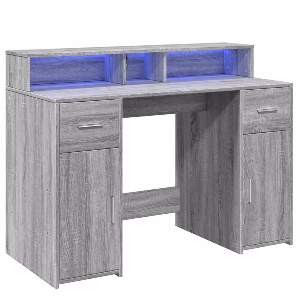 Berkfield Home Gaming Desk with LED Lights in Grey Sonoma, W/D/H: 120 x 55 x 91 cm – 2