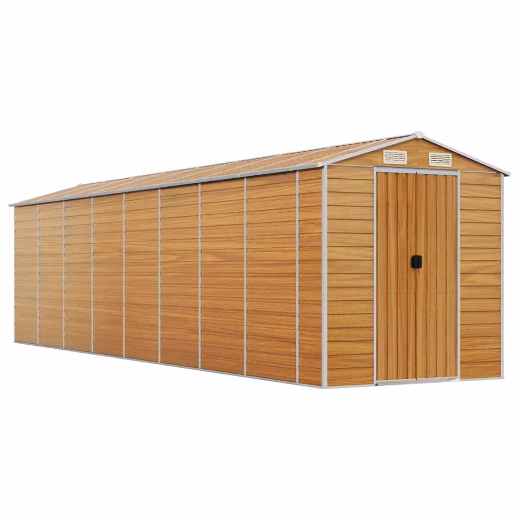 Berkfield Home Garden Shed in Light Brown, Galvanised Steel, W/D/H: 725 x 191 x 198 cm – 2