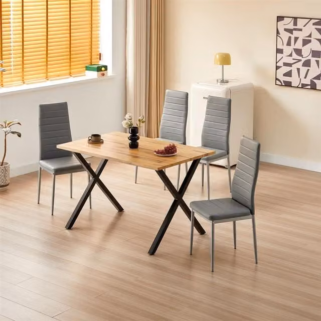 Kosy Koala Modern Grey Dining Set with Rectangular Table and 4 Chairs
