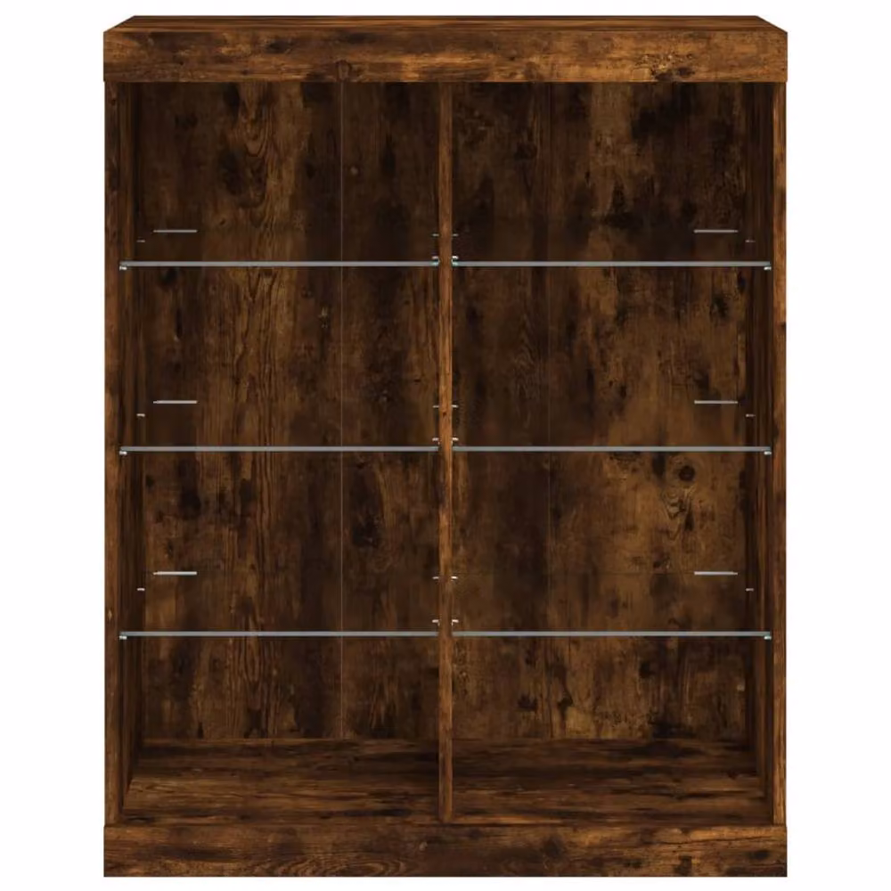 Berkfield Home Sideboard with Integrated LED Lights in Smoked Oak Brown, W: 81 cm, D: 37 cm, H: 100 cm – 4