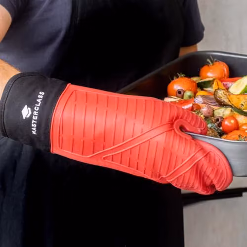 MasterClass Red Silicone Oven Glove with Cotton Sleeve – 2