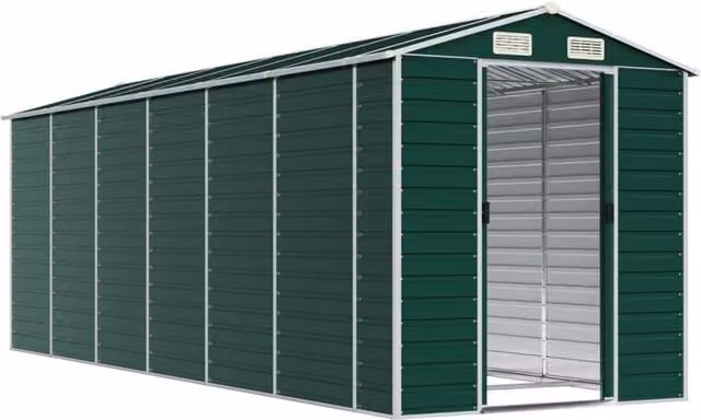 Berkfield Home Green Galvanised Steel Gable Garden Shed W/D/H: 191 x 555 x 198 cm