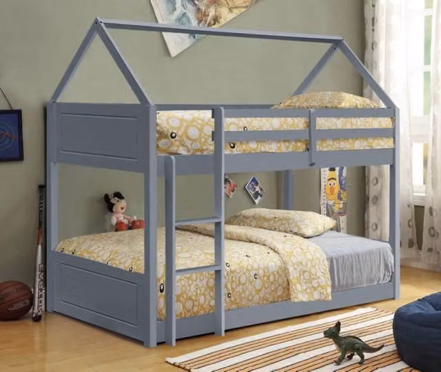 Comfy Living Ltd House Style Bunkbed in Grey or White, W/D/H: 90 x 190 cm