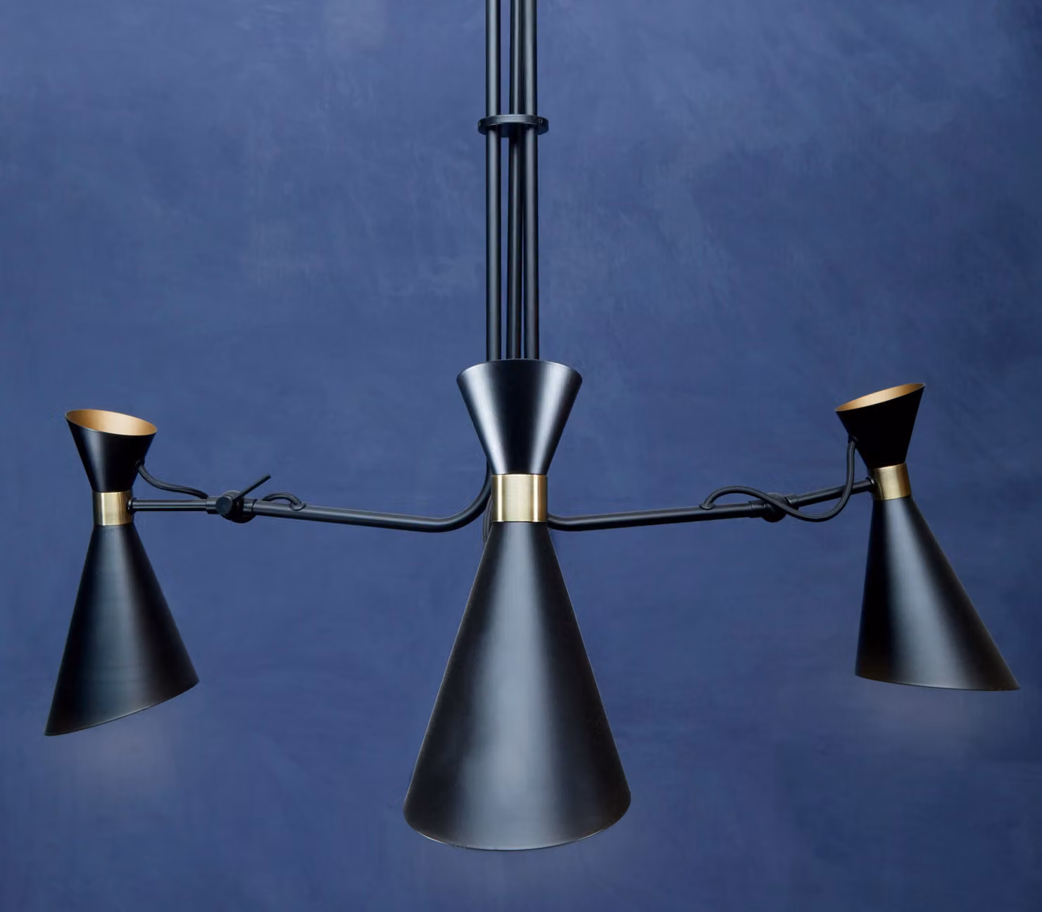 Orsina 3 Shade Black and Gold Metal Pendant Light with Adjustable Rods – 2