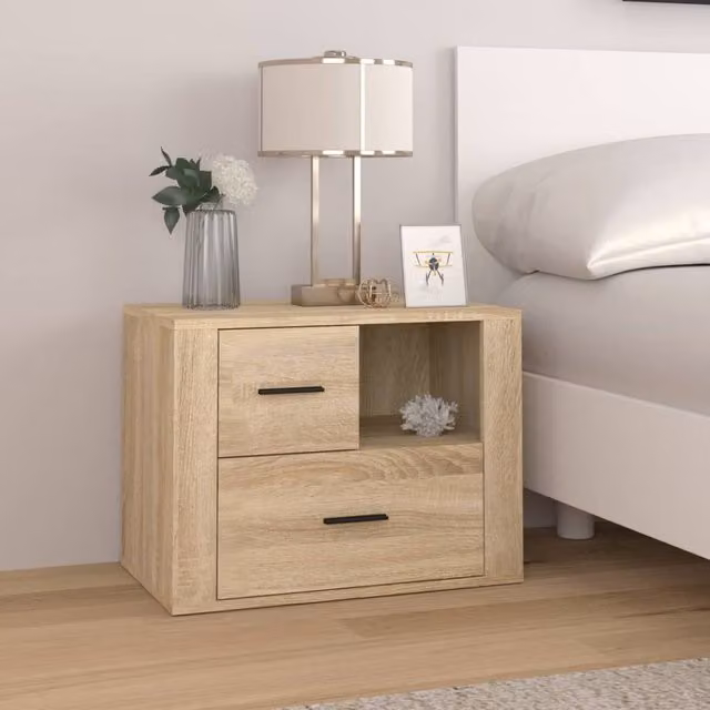 Berkfield Home Bedside Cabinet in Sonoma Oak Brown, W/D/H: 60 x 36 x 45 cm – 1