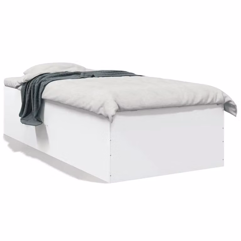 Berkfield Home Modern White Engineered Wood Bed Frame W/D/H: 90 x 200 cm
