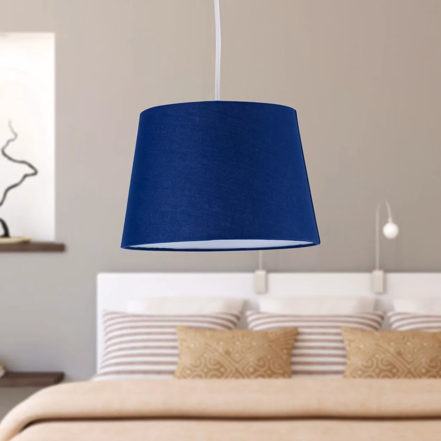 First Choice Lighting Blue Cotton Tapered Cylinder Pendant Lamp Shade – 5