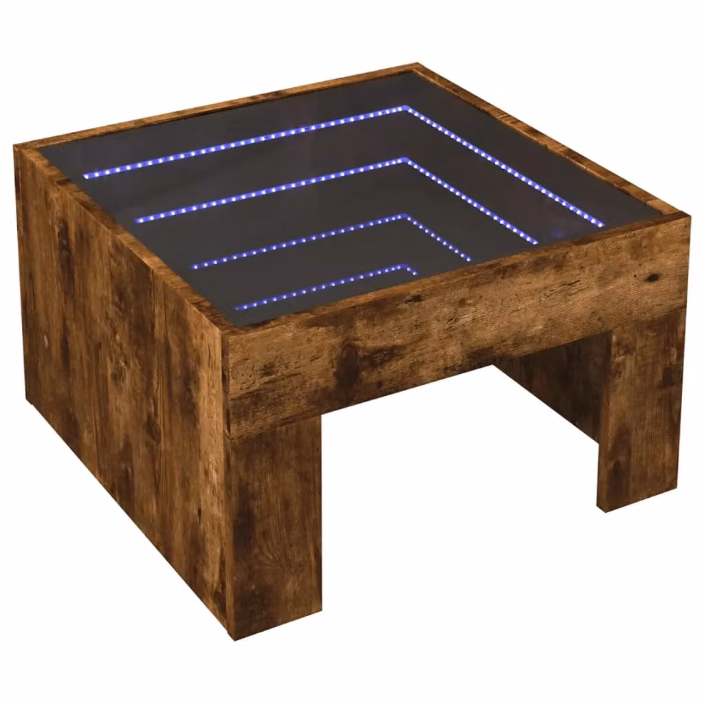 Berkfield Home Infinity LED Coffee Table in Smoked Oak Brown, W/D/H: 50 x 50 x 30 cm – 3