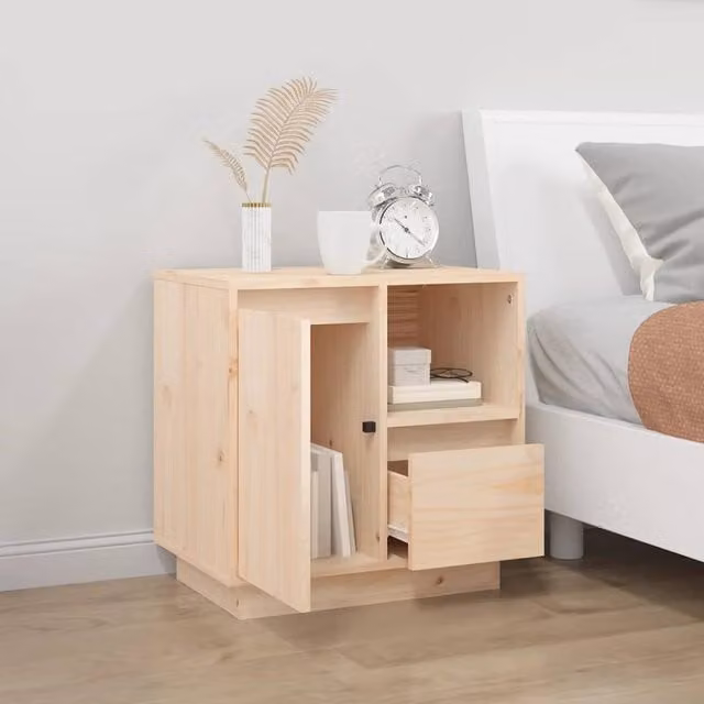 Berkfield Home Beautiful Bedside Cabinet in Light Tan Solid Pine, W/D/H: 50 x 34 x 50 cm – 1