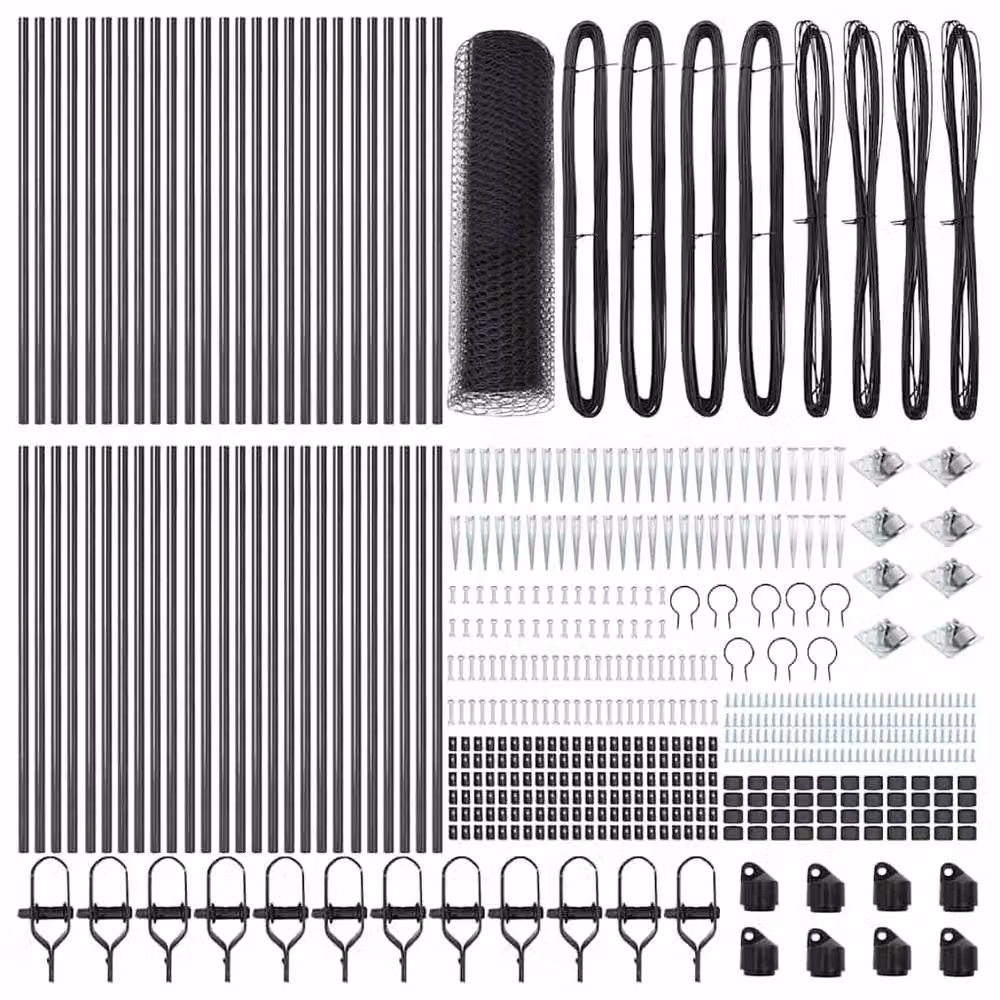 Berkfield Home Grey Powder-Coated Steel Hexagon Fence, W: 40 cm, L: 100 m – 3