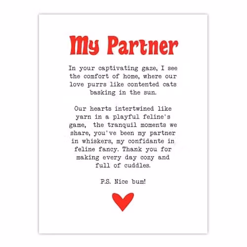 Artery8 Love Poem Cat Lover Romantic Poetry Wall Art Poster Print on Thick White Paper, 18 x 24 Inch