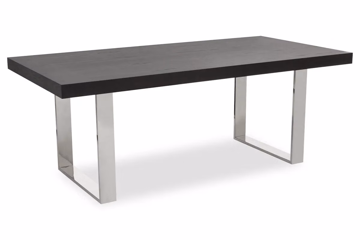 Orsina Rectangular Industrial Dining Table in Black Wood and Metal, W/D/H: 200 x 76 x 76 cm – 3