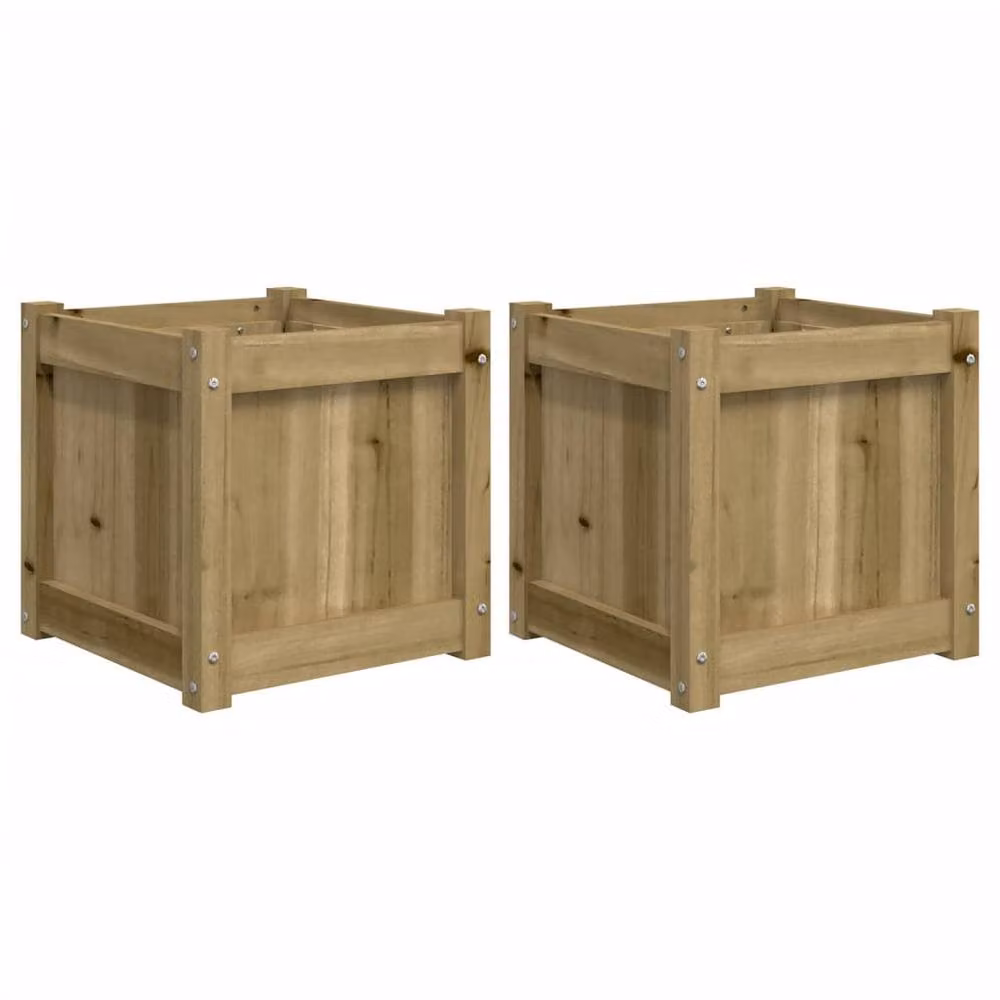 Berkfield Home Garden Impregnated Pine Wood Planter Tub Set of 2 in Brown – 2