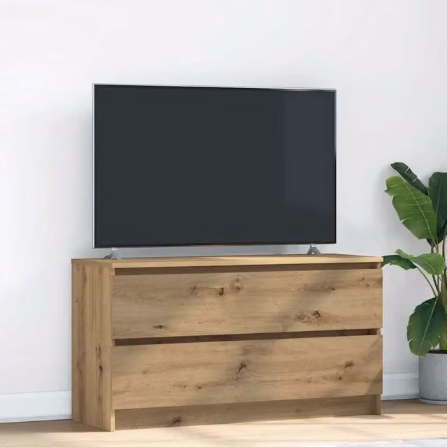 Berkfield Home Artisan Oak TV Cabinet in Brown, W/D/H: 100 x 35 x 54 cm