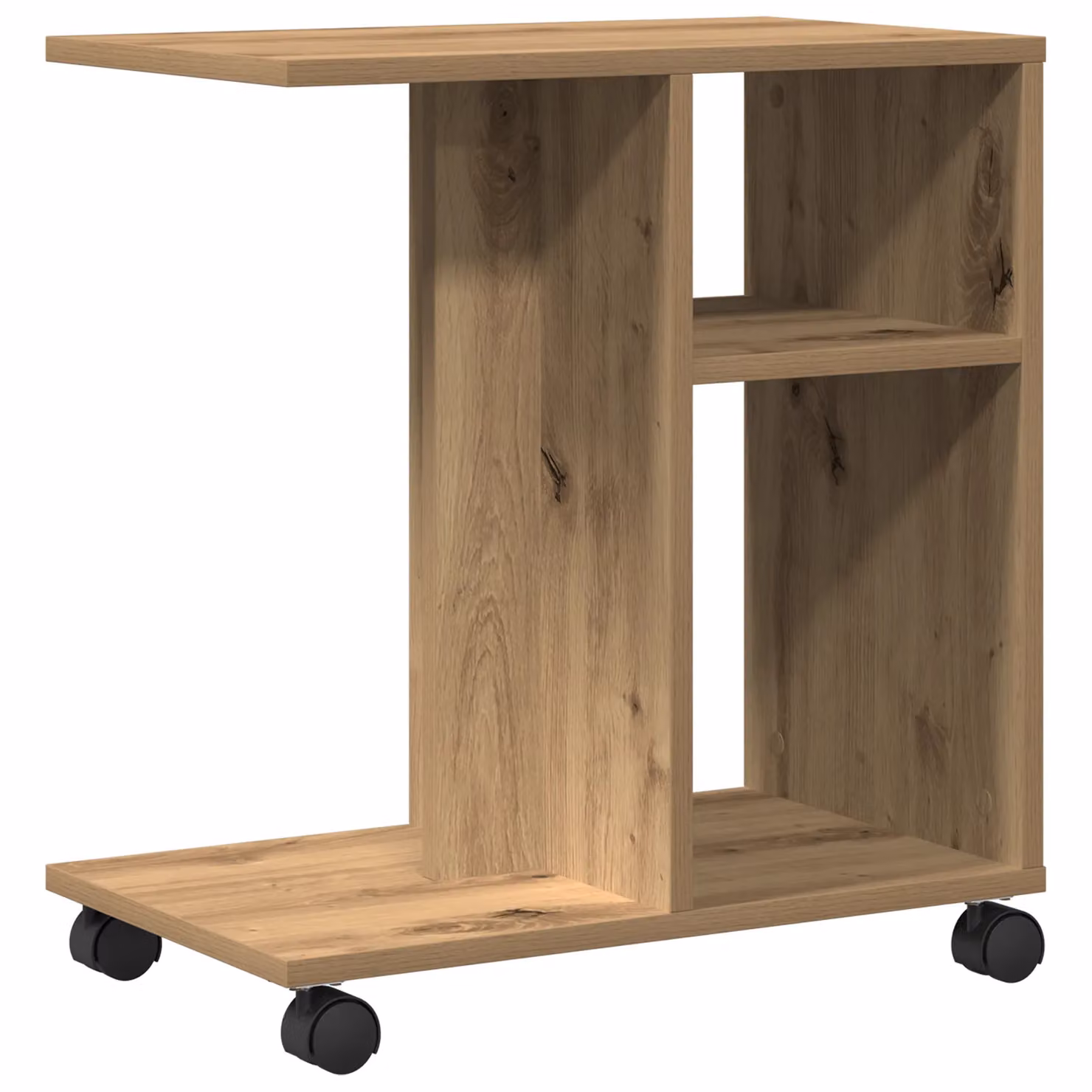 Berkfield Home Artisan Oak Side Table on Wheels in Brown, W/D/H: 50 x 30 x 55 cm – 3