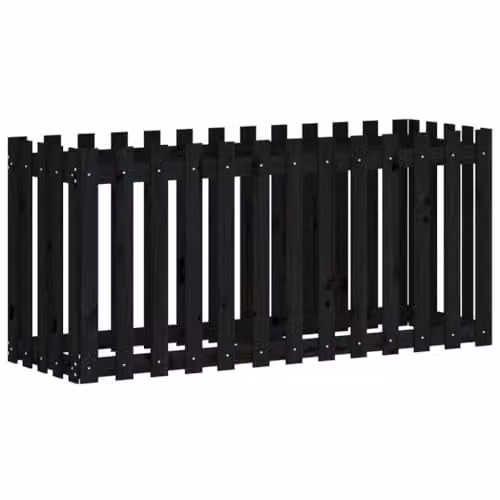 vidaXL Wooden Raised Garden Bed with Fence Design in Black, W/D/H: 150 x 50 x 70 cm – 1