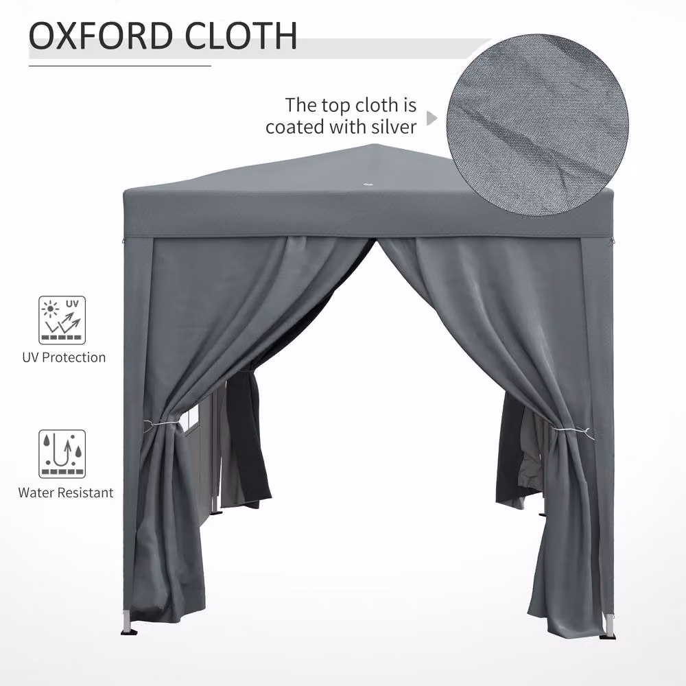 Outsunny Grey Pop Up Gazebo with Windows and Steel Frame, W: 200 cm, D: 200 cm, H: 240 cm – 8