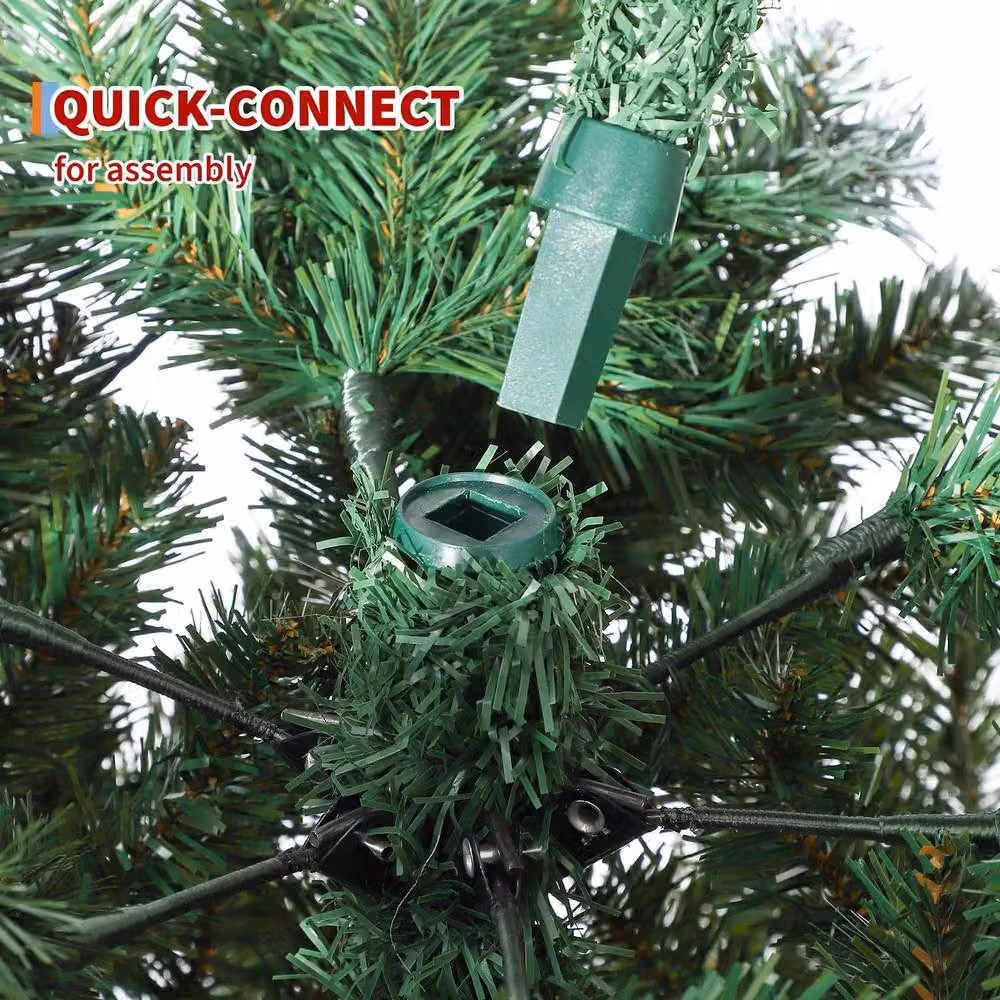 London Boutique 7.5ft Snow-Flocked Artificial Christmas Tree with Pine Cones in Green – 5