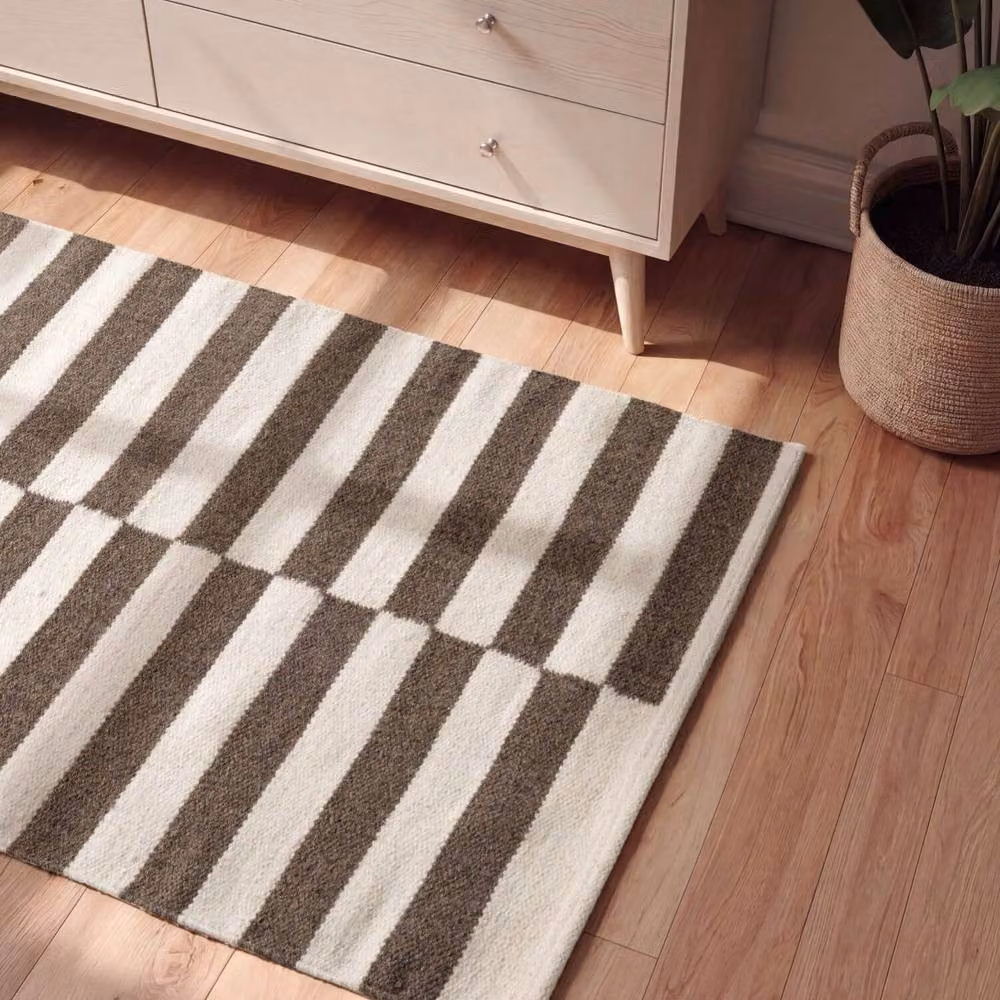 THE RUGS Vika Handwoven Wool Striped Reversible Rug in Brown, W: 160 cm, L: 230 cm – 8