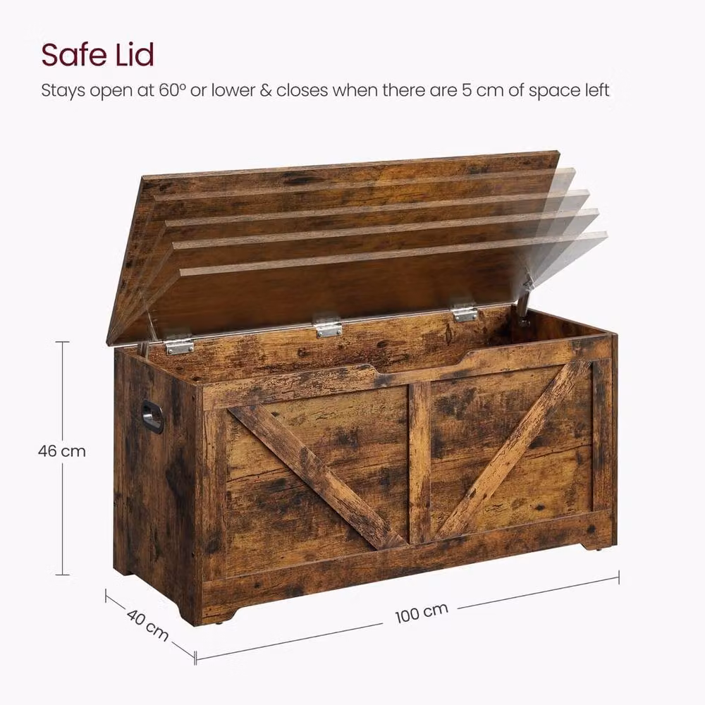 KORVIXA Brown Wooden Storage Chest and Toy Bench – 2