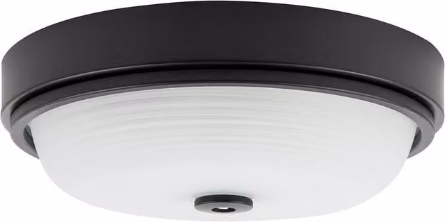 Happy Homewares Black IP44 Round Glass Ceiling Light Fitting with Motion, Timer and Dusk Sensors – 1