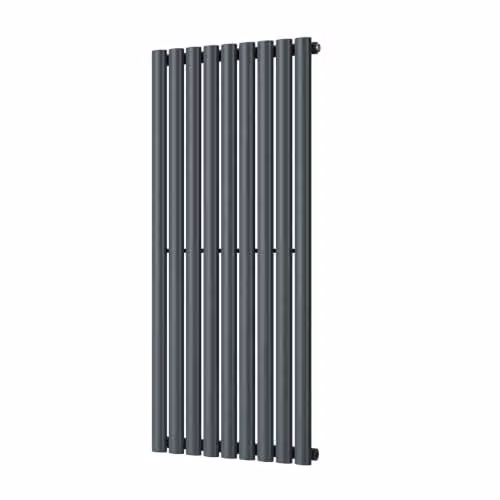 Omeara Anthracite Elliptical Tube Vertical Designer Radiator, H 120 cm x W 52.2 cm – 2