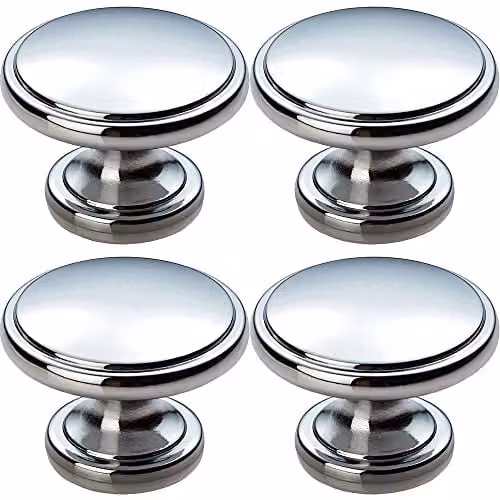 Loops 4 Pack Ring Domed Cupboard Door Knobs in Polished Chrome, 38.5mm Diameter