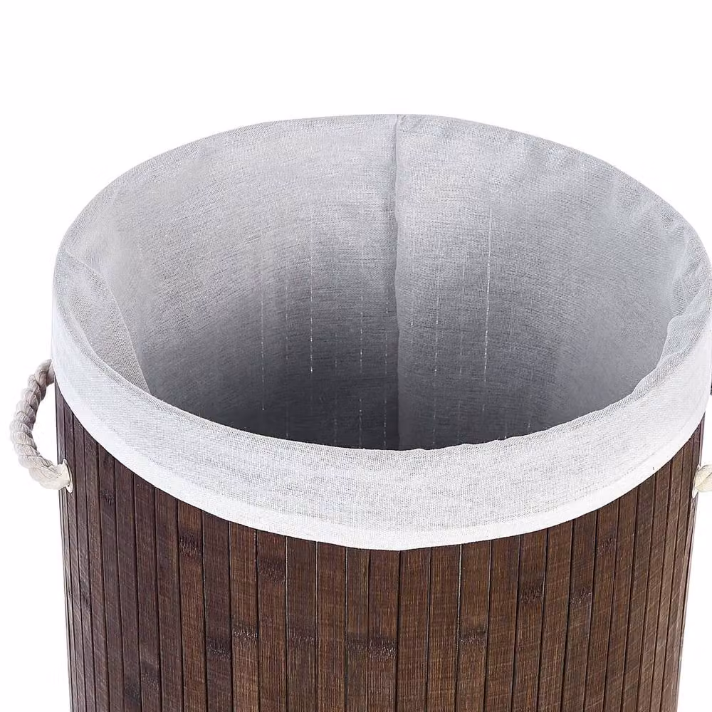 Wyld and Coco Brown Bamboo Laundry Basket with Removable Lid and Handles – 3