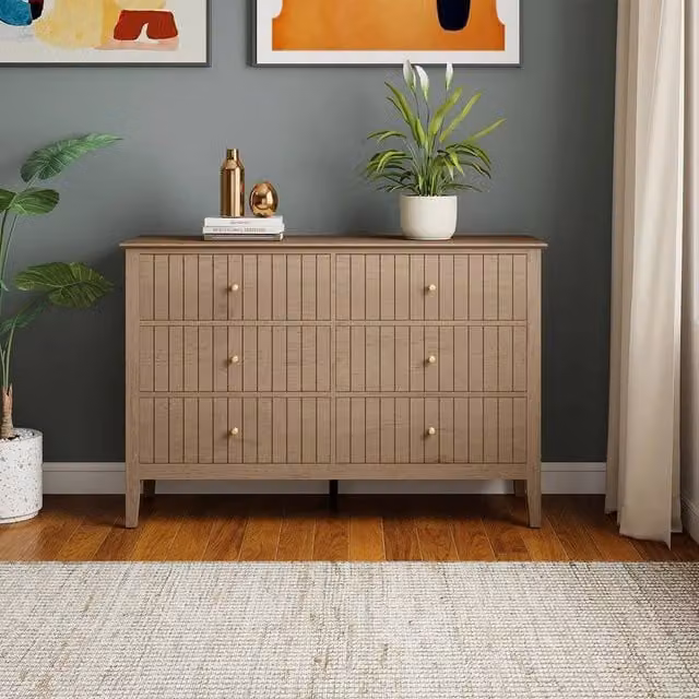 Melody Maison Hales Large 6 Drawer Chest Of Drawers in Light Brown – 1