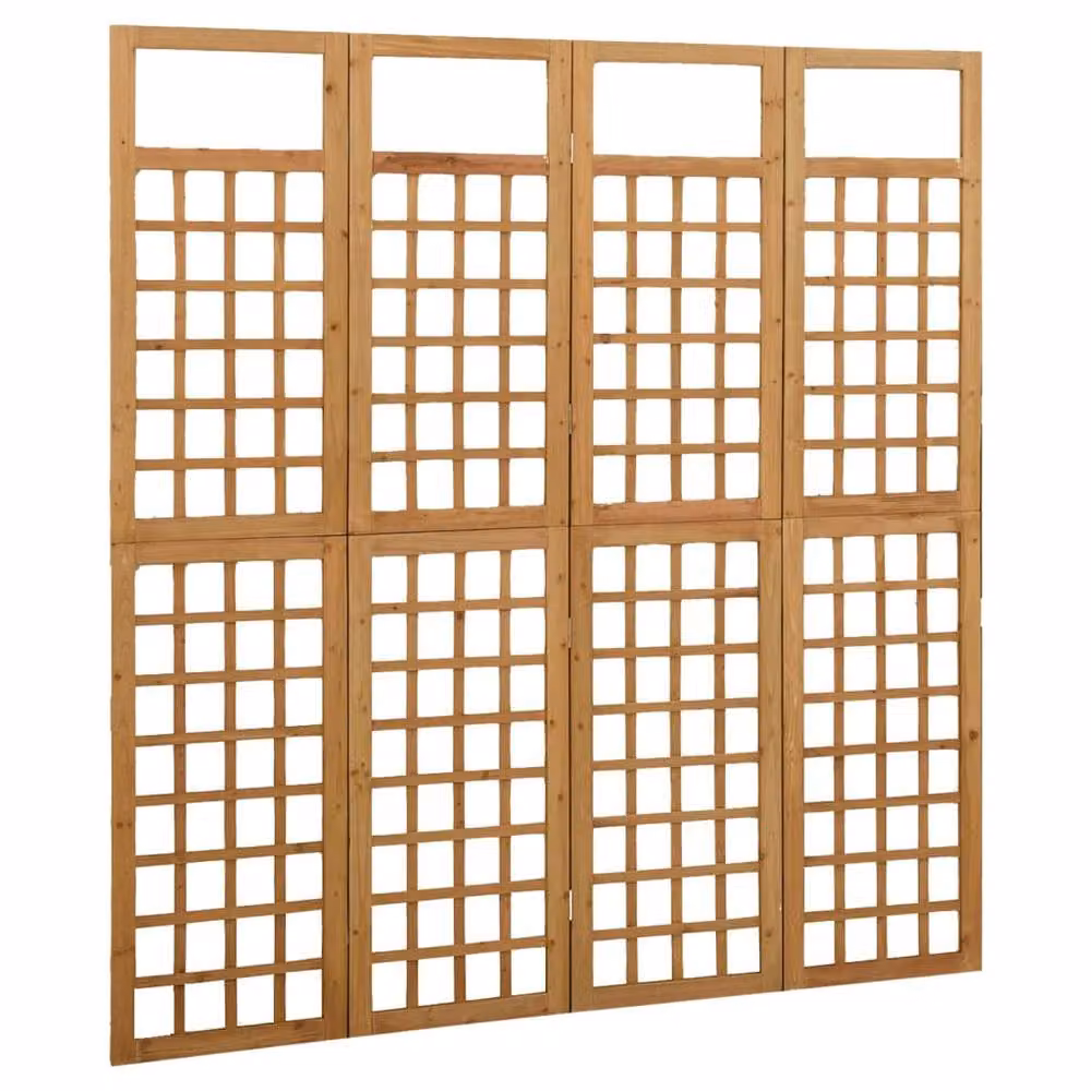 Berkfield Home 4-Panel Solid Fir Wood Room Divider and Trellis in Brown, W: 161 cm, H: 180 cm – 2