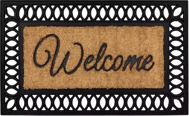 JVL Orana Embossed Coir Doormat with Non-Slip Rubber Edge, Brown/Beige, W: 40 cm, D: 70 cm – 7