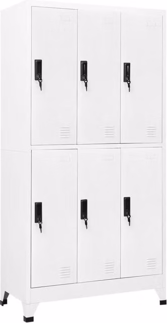 Berkfield Home White Steel Locker Cabinet with Hanging Rod and Lock, W/D/H: 90 x 45 x 180 cm