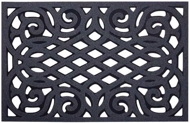 Nicoman Victorian Style Rubber Outdoor Door Mat, Grey, W/D: 91 x 61 cm – 8