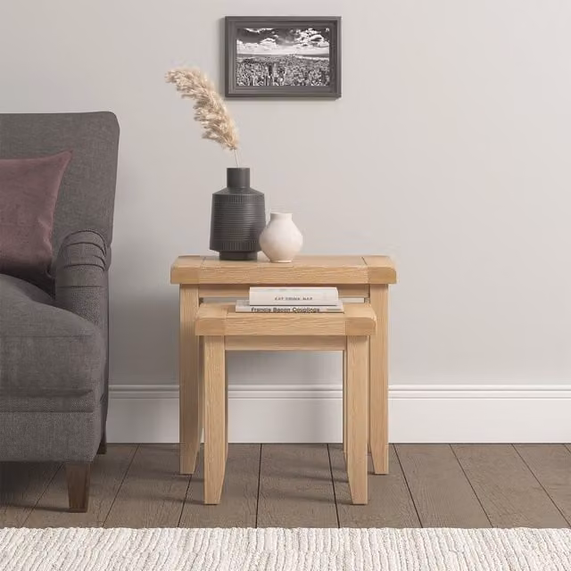 Seconique Windsor Nest of 2 Tables in Natural Oak