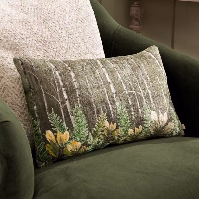 Terrys Kielder Forest Haldon Chenille Rectangular Boudoir Cushion in Green, W: 50 cm, H: 30 cm