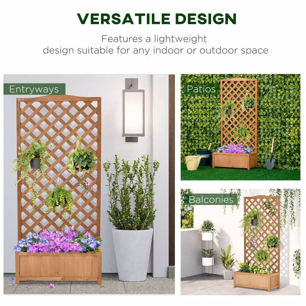 STILVORA Brown Wooden Planter Box with Trellis, W/D/H: 76 x 31 x 170 cm – 3