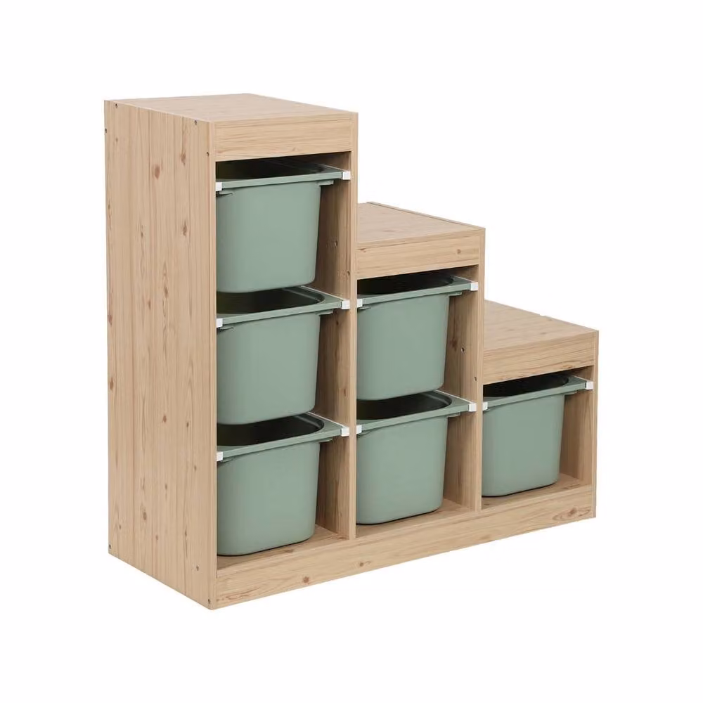 sweeek Children's Staircase Storage Unit with 6 Bins in Light Green – 2