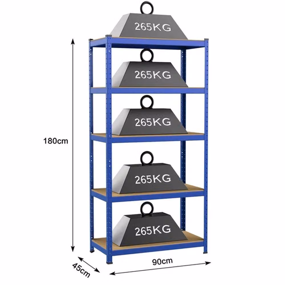 KORVIXA Blue Boltless Storage Shelves Display Rack with Adjustable Shelves, H 180.0 cm x W 90.0 cm – 2