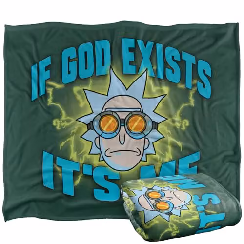 Warner Bros. Rick and Morty If God Exists Super Soft Fleece Throw Blanket, Multicolour, W: 127 cm x L: 152.4 cm – 1