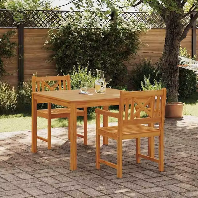 Berkfield Home 3 Piece Acacia Wood Garden Dining Set in Brown