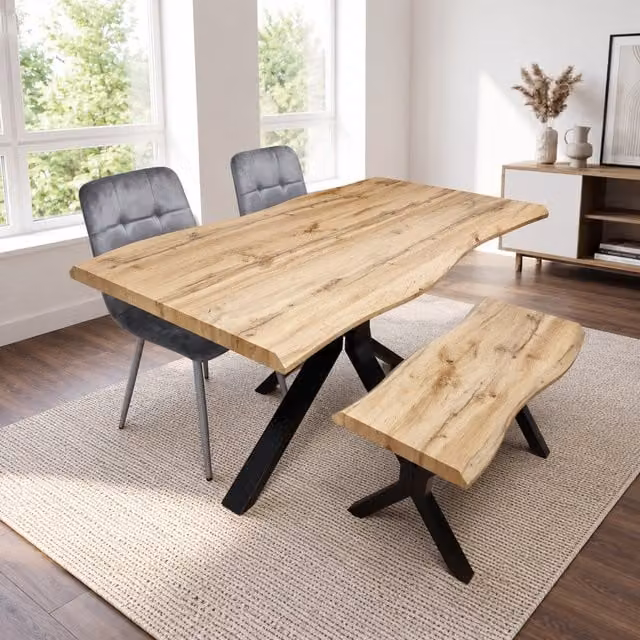 Kosy Koala Dakota Dining Set with Velvet Chairs and Bench in Grey