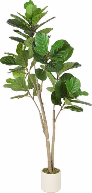 HOMCOM 150 cm Artificial Ficus Tree in Green and White – 1