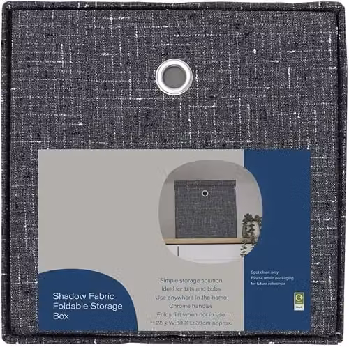 MantraRaj Shadow Paper Collapsible Fabric Storage Boxes with Lids, Grey, W: 30.0 cm, D: 28.0 cm, H: 30.0 cm – 2