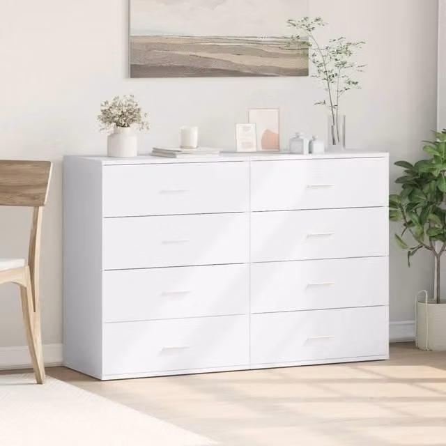 Berkfield Home Set of 2 White Matt Engineered Wood Sideboards W/D/H: 60 x 39 x 80 cm