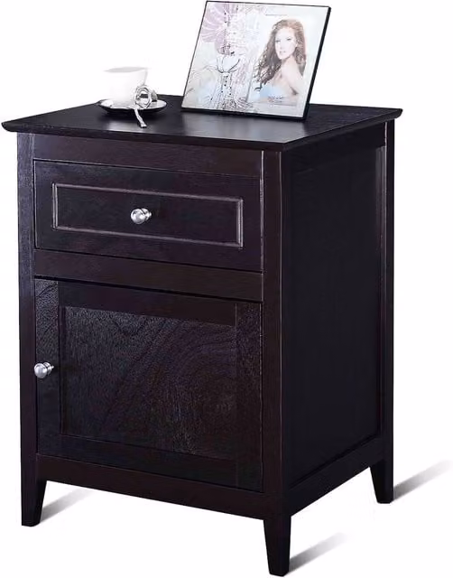 Costway Modern 2-Tier Accent Table and Nightstand in Brown